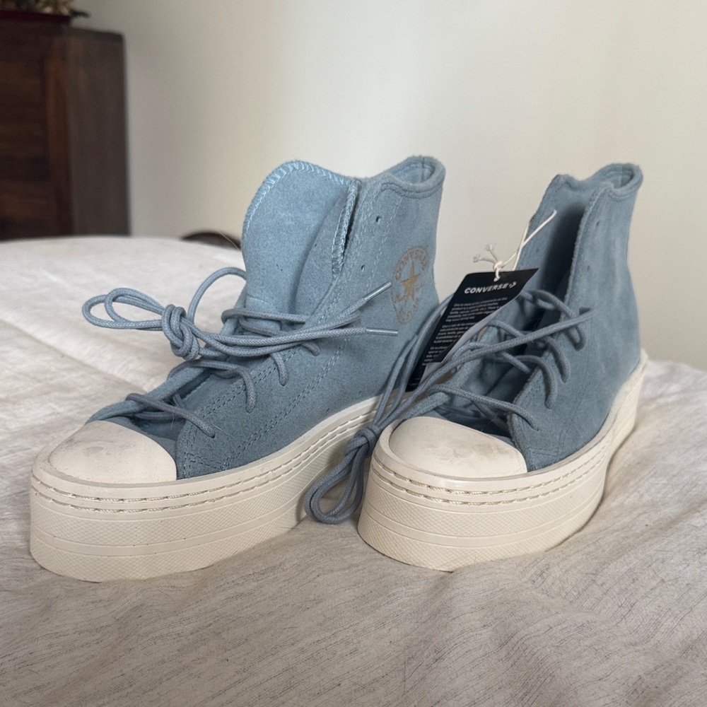 Converse Blue Suede Platform High-Tops 8